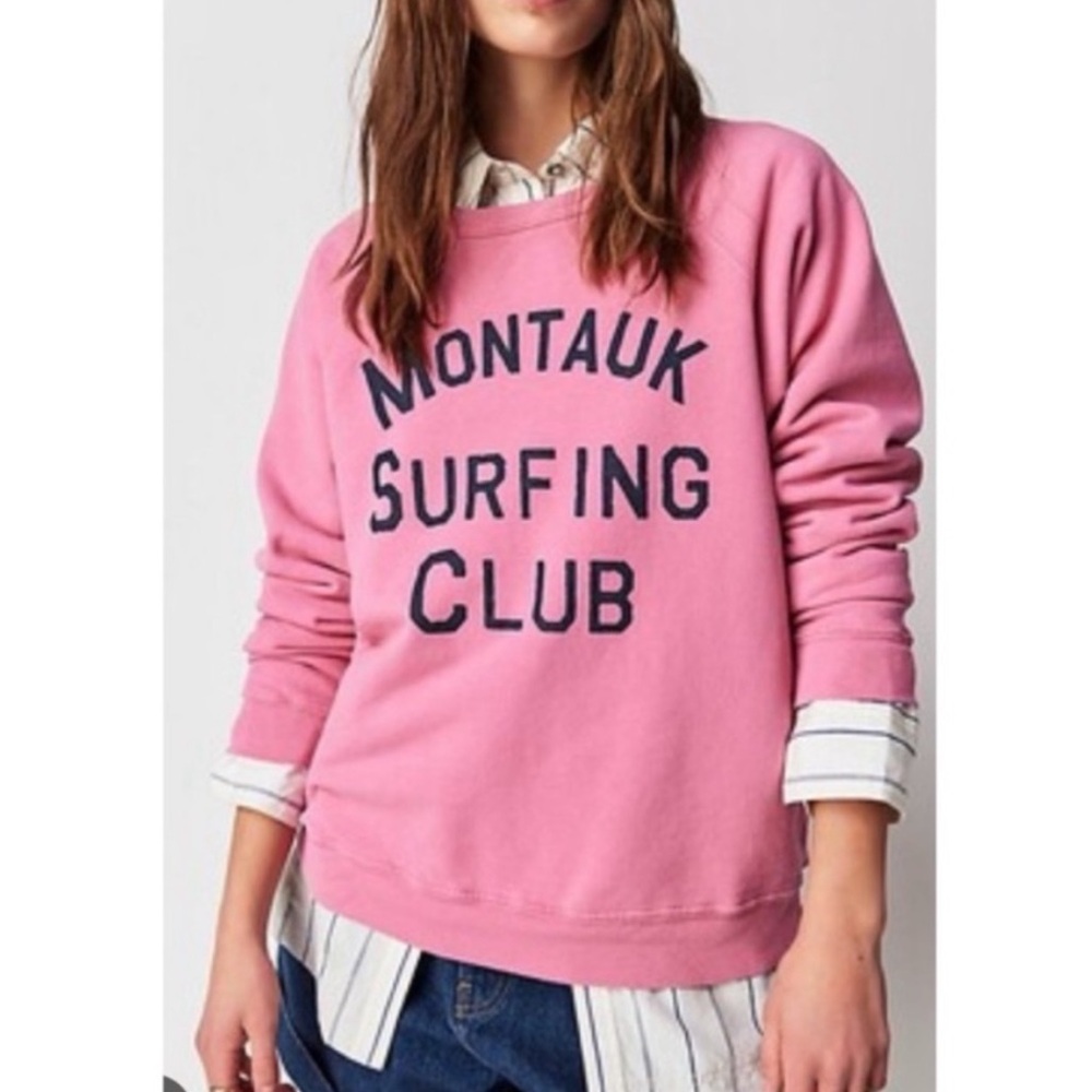 Free people Pink Montauk Surfing Club Sweatshirt